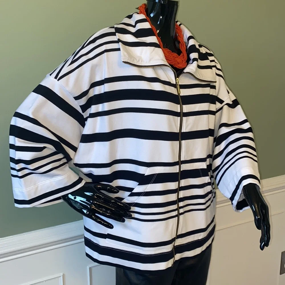 Ruby Rd. Stripped Zipped Jacket - Picture 3 of 7
